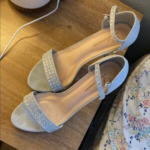 Lorraine Silver Rhinestone Heels